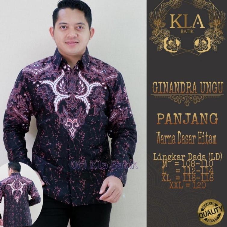 Langsung Kirim Batik Pria GINANDRA UNGU Full Furing Katun Halus Size M-XXXL HH QUALITY
