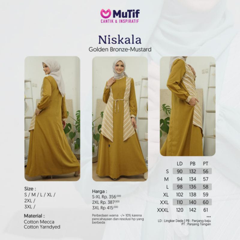 GAMIS MUTIF NISKALA | Gamis Wanita Niskala Golden Bronze-Mustard
