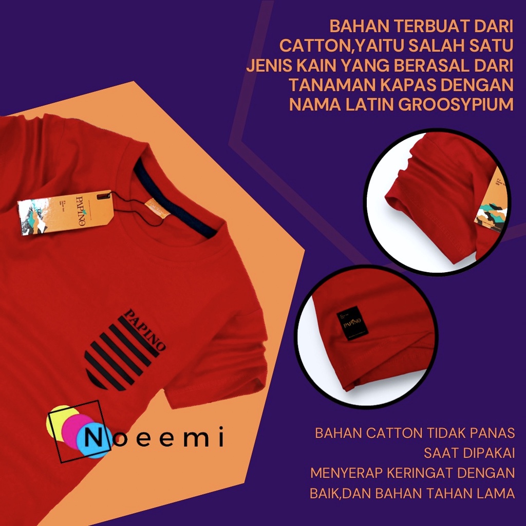 Noeemi Baju Kaus Anak Laki Laki 1-12 Tahun Pakaian Distro Oblong Cowo Dan Perempuan Merah Putih Hitam