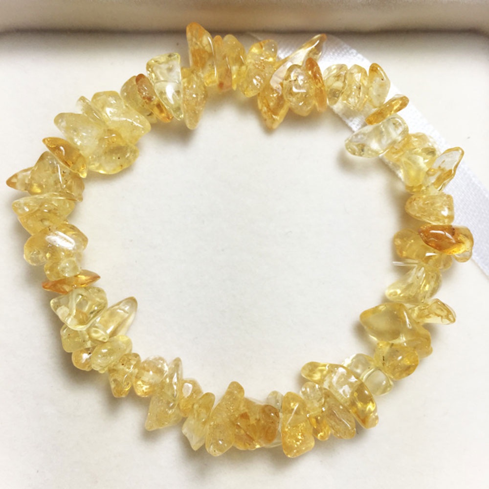 Gelang Natural Citrine Yellow Quartz Crystal Chip Rock Beads Stretchy Bracelet Gemstone Healing Reiki Chakra