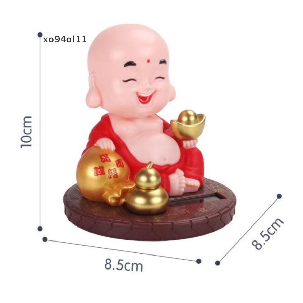 Xo Solar Lucu Nod Budha Kekayaan Maskot Ornamen Dekorasi Kamar Rumah Feng Shui Maitreya Buddha Monk Patung Dekorasi Interior Mobil OL