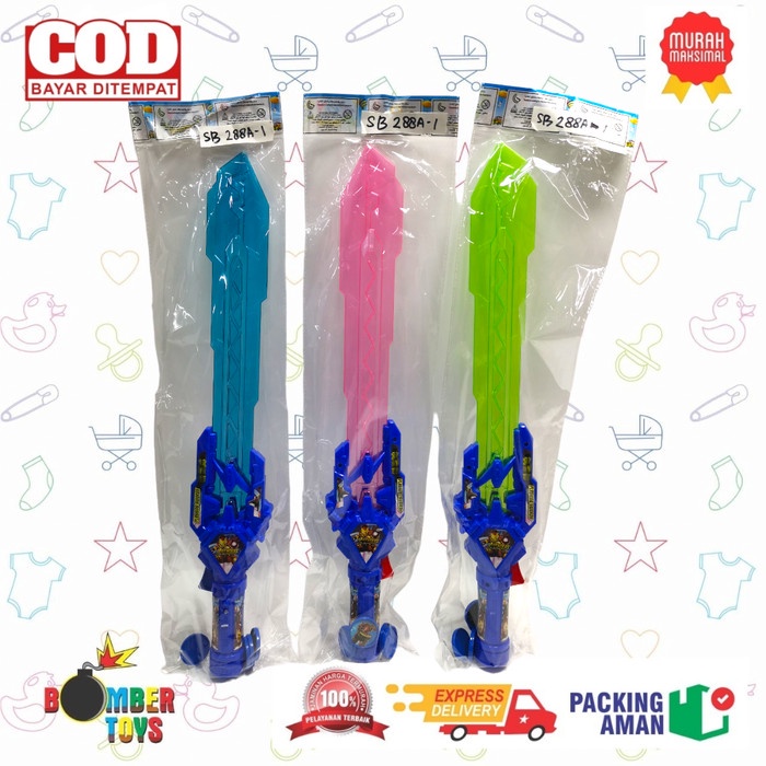 MAINAN ANAK PEDANG TEMBAK 2 IN 1 LED TAJOS PIRINGAN isi 4 DISC FLASH MUSIC LAMPU WARNA MURAH