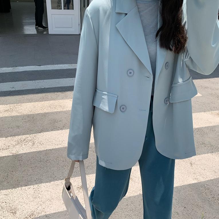 ㊮ Hitam Pink Biru Korea Blazer Wanita Lengan Panjang Setelan Jas Blazer Women Outer Import Murah ぁ