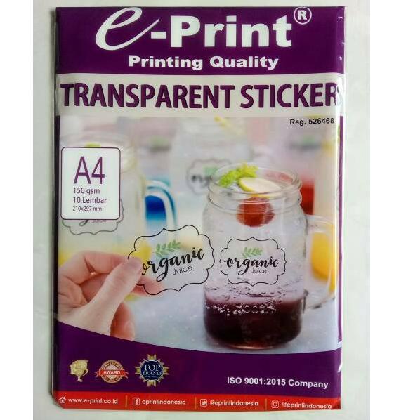 

K99 Transparent Sticker A4 150 gsm E-print. STIKER TRANSPARAN EPRINT A4 HARGA MURAH レ