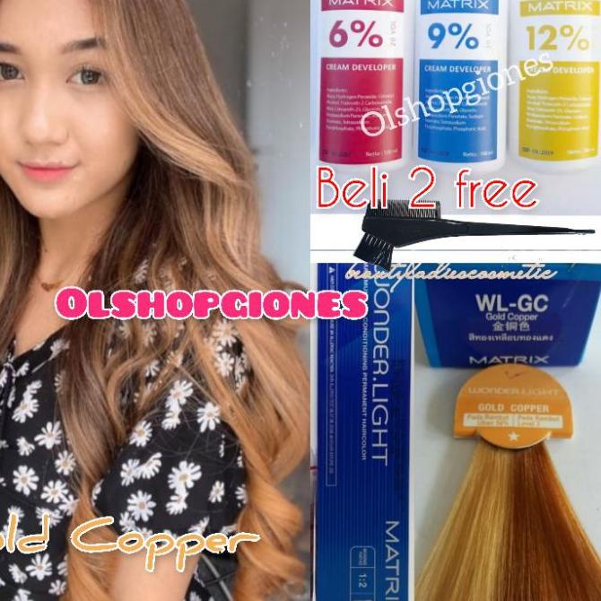 ♘ CAT Matrix Wonderlight Gold Copper WL-GC + oxydant campuran cat rambut wonder light socolor emas ✱