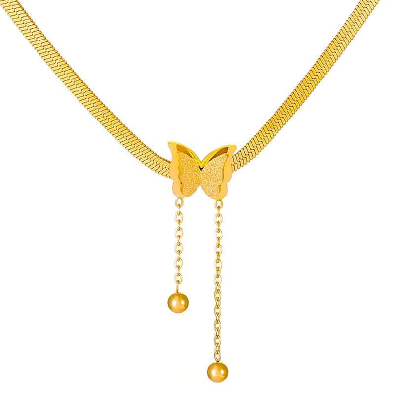 Bohemia Kalung Choker Kupu-Kupu Stainless Steel Trendy Perhiasan Kaitan Rantai Liontin Pesona Hewan Untuk Wanita