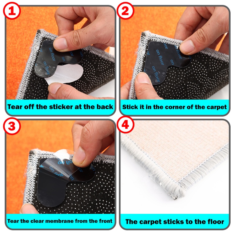 4pcs/pack Dapat Digunakan Kembali Bentuk Hati Non-Slip Karpet Gripper Pad/Kamar Mandi Dapur Lantai Karpet Pad Tetap PU Stiker