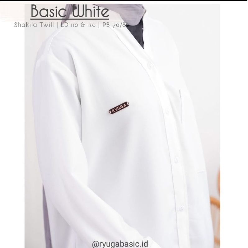 SHAQILA BASIC WHITE|SHAQILA TWILL BASIC|KEMEJA SHAQILA BIGSIZE|SHAQILA POLOS V NECK