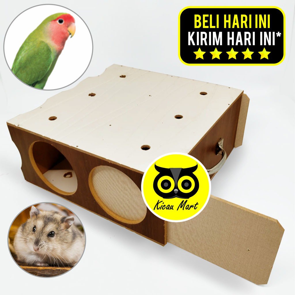 KOTAK KAYU KLASIK TRAVEL BOX TAS JINJING BAWA HEWAN BURUNG LOVEBIRD HAMSTER MARMUT 2 PINTU KTBIRD