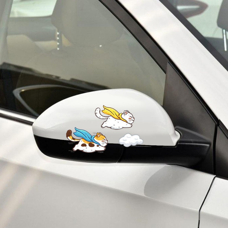 Kartun Stiker Styling Mobil/Kucing Terbang Lucu Decals Body Mobil Jendela Interior Dashboard Stiker Hias