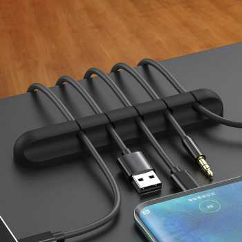 Klip Penata Kabel Organizer Silicone Cable Clip / Cable Clip Klip Holder Kabel Charger Usb 5 3 Hole Lubang Dengan Perekat Kuat / Penjepit Kabel Listrik Charger Hp Tempel Dinding Meja Silikon / Penggulung Pengikat Kabel Charger Cabel / Holder Kepala Coloka