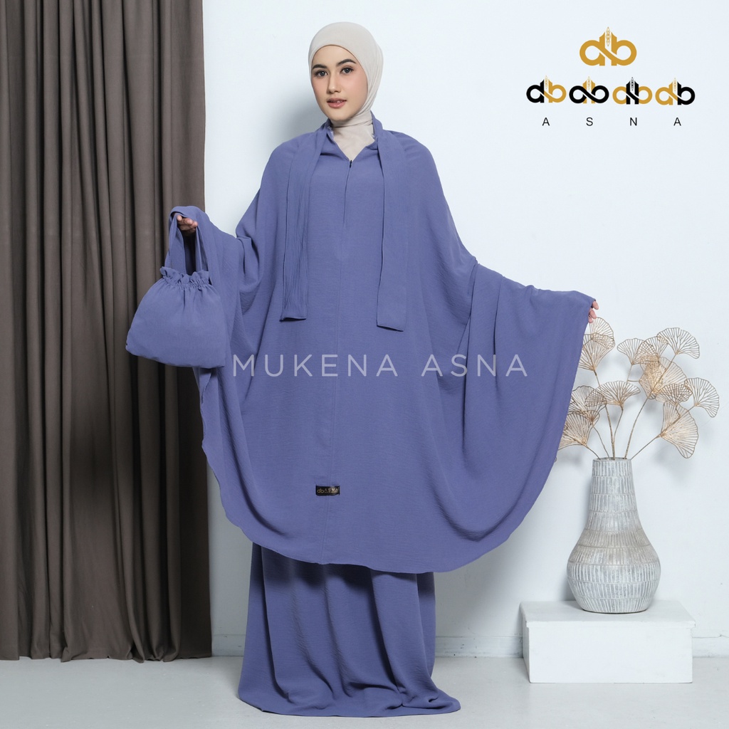 ASNA - Mukena Dewasa Polos 3in1 Crinkle Premium Mewah Jumbo Traveling