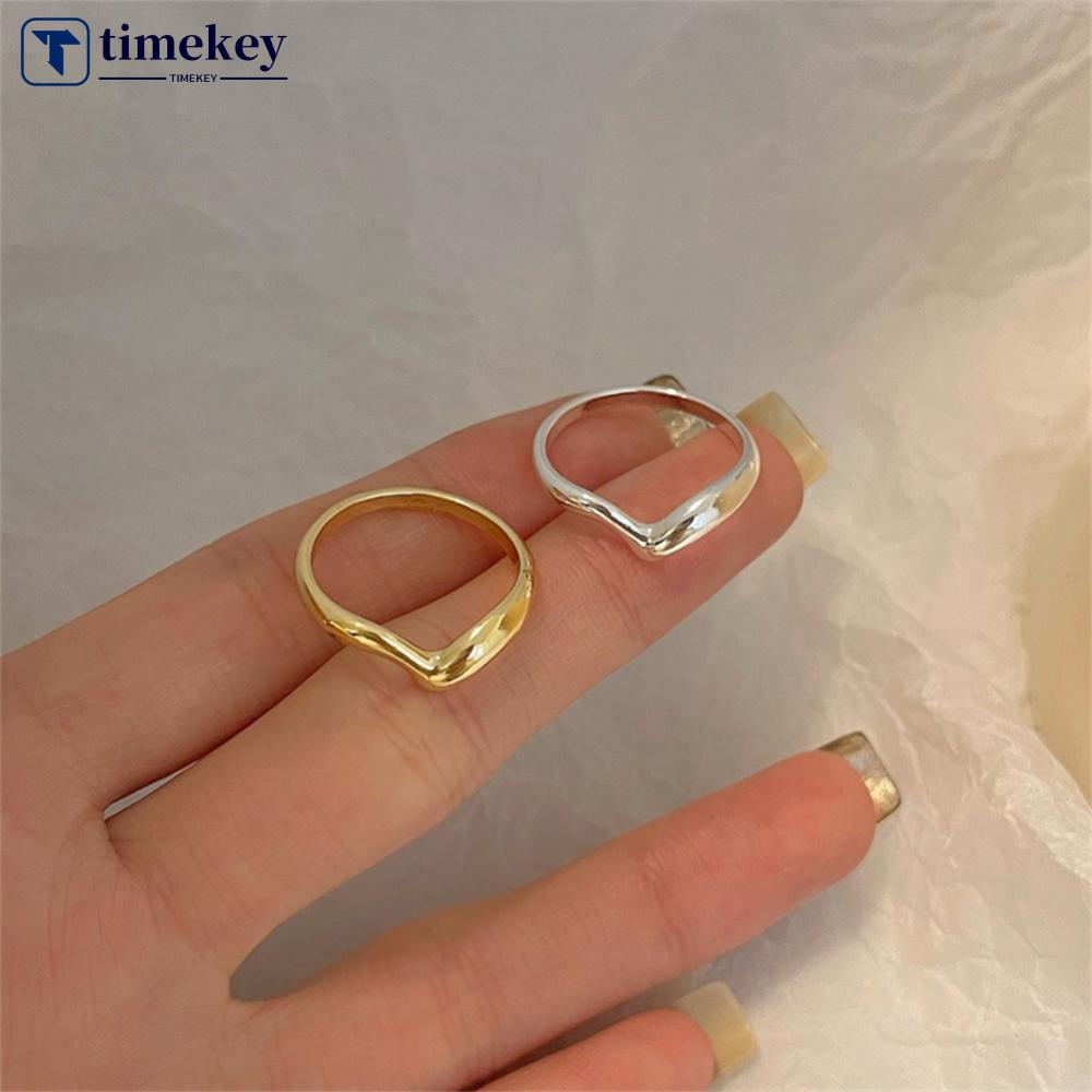 Timekey Fashion Cincin Pribadi Emas Perak Alloy Tidak Dapat Disesuaikan Cincin Niche Sederhana Aksesori Perhiasan Untuk Wanita H2Z5