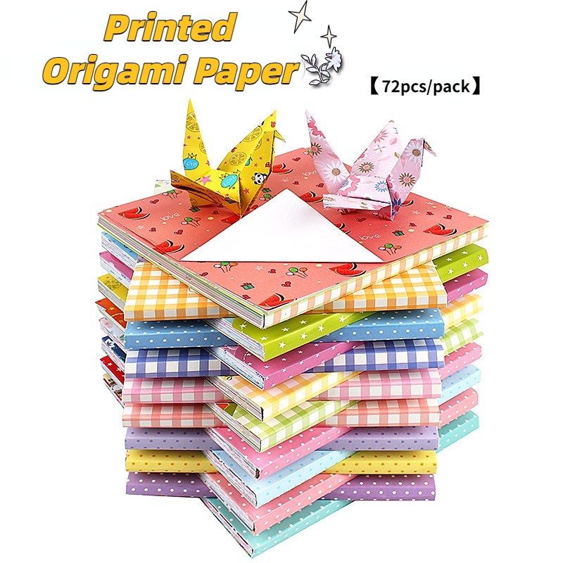 72sheets/pack 14.5cm Kertas Origami Bunga Persegi Satu Sisi Motif Print Diy Handmade Bahan