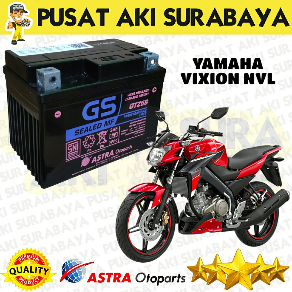 AKI KERING ORI GS ASTRA GTZ5S ACCU MOTOR YAMAHA VIXION NVL BYSON KUALITAS DI JAMIN TAHAN LAMA YTZ5S YTZ4V DTZ5S MTZ5S