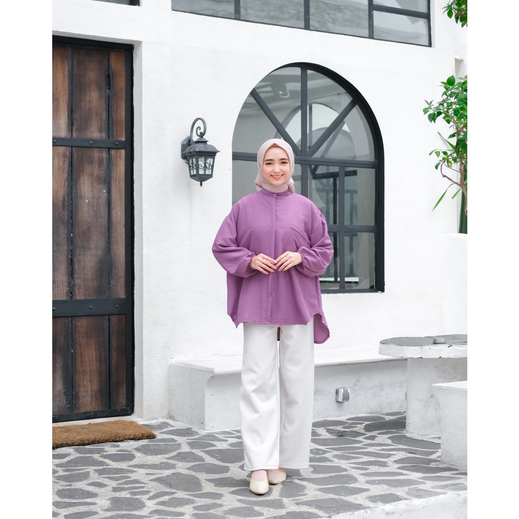 AVE Hana Shirt/Kemeja Oversize Crinkle Lengan Panjang