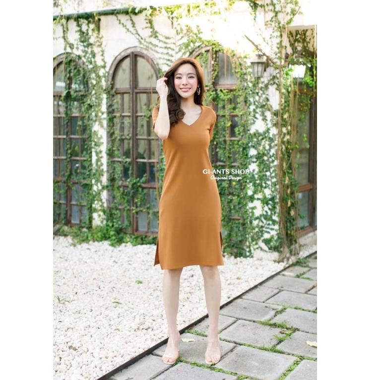 NEW STOCK GIANTS SHOP DRESS VNECK BELAH SAMPING IMPORT BANGKOK (DRGB139)