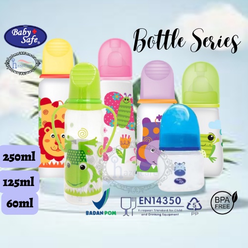 *HAZELCARE* BabySafe Baby Safe Feeding / Reguler / Handle Bottle JS001 / JS002 / JS003 / JS004 / JS005 / JS006 60ml 125ml 250ml - Botol Dot Bayi Anak