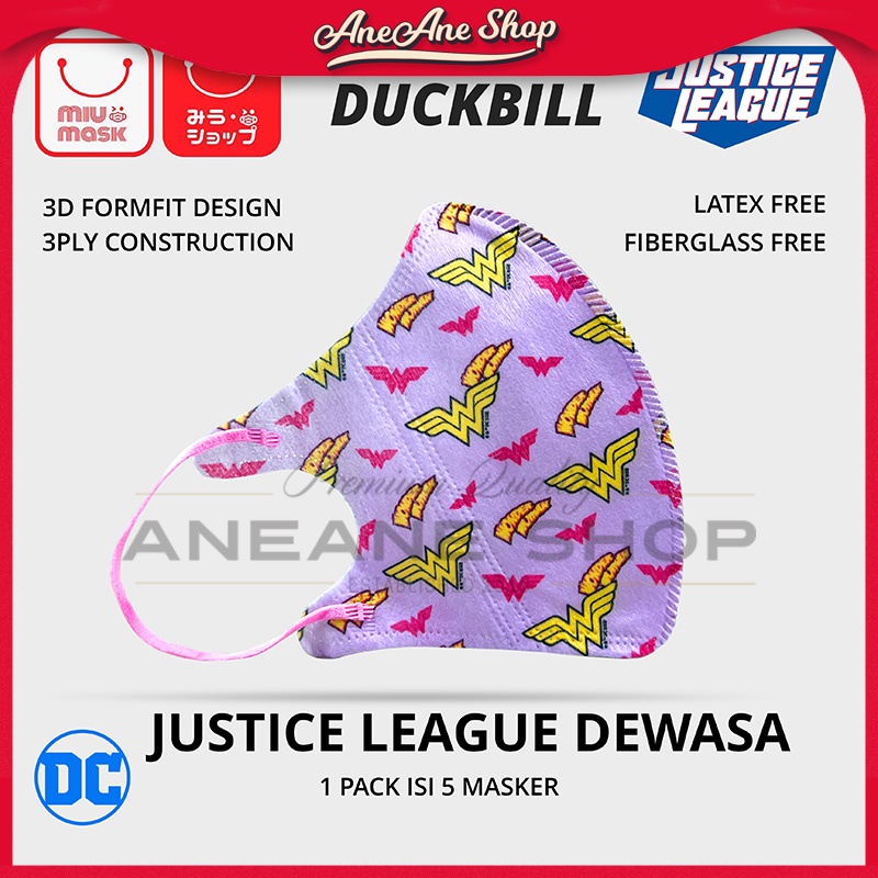 Masker MIU MASK Justice League 3D Duckbill Mask Dewasa (3Ply)