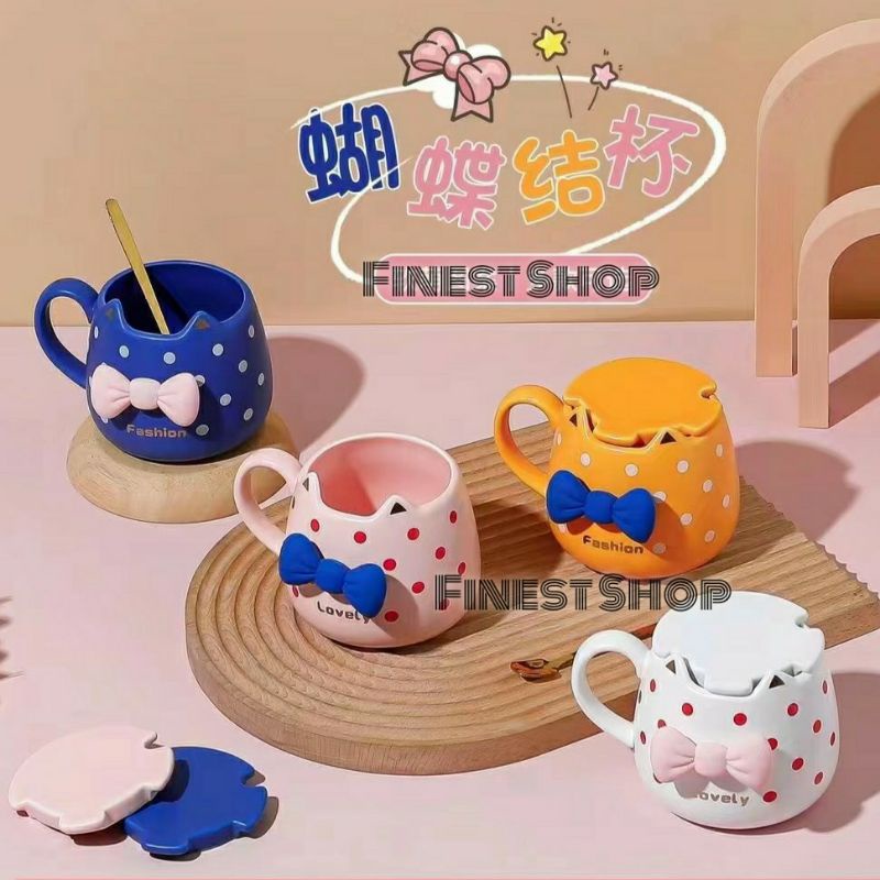 Gelas Keramik SANRIO Cinnamo Melody Pochacco Pita Rainbow Macaron Rabbit Panda Bee Cat Chick Penguin Cow Bear Honey Cup Aesthetic Mug Lebah Madu Kucing Sapi Beruang Teddy Sendok Stainless Cangkir Unik Hadiah Kado Tempat Minum Souvenir Tea Coffee Milk Gift