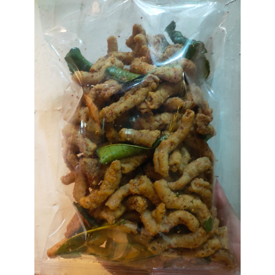 KERIPIK USUS 250gr / KRIPIK USUS AYAM / KERIPIK USUS KILOAN / KERIPIK USUS ASIN GURIH / PEDES DAUN JERUK