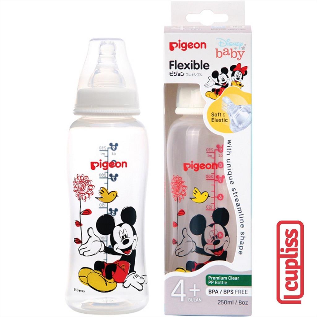PIGEON Bottle PP Clear Slim Streamline 250 ml Mickey Flexible Botol