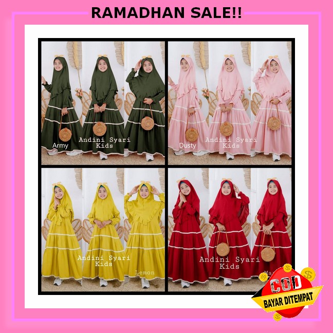Gamis Anak Perempuan Usia 9 10 11 12 13 14 15 Tahun Terbaru / Shafira Dress+Pasmina Kids Tanggung / 