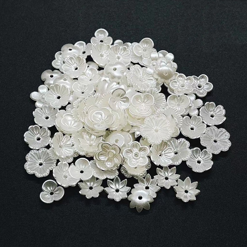 50pcs Manik-Manik Akrilik Bunga Putih Ukuran Campur Multicolor Manik-Manik Longgar Untuk Membuat Perhiasan Diy Kalung Gelang Aksesoris