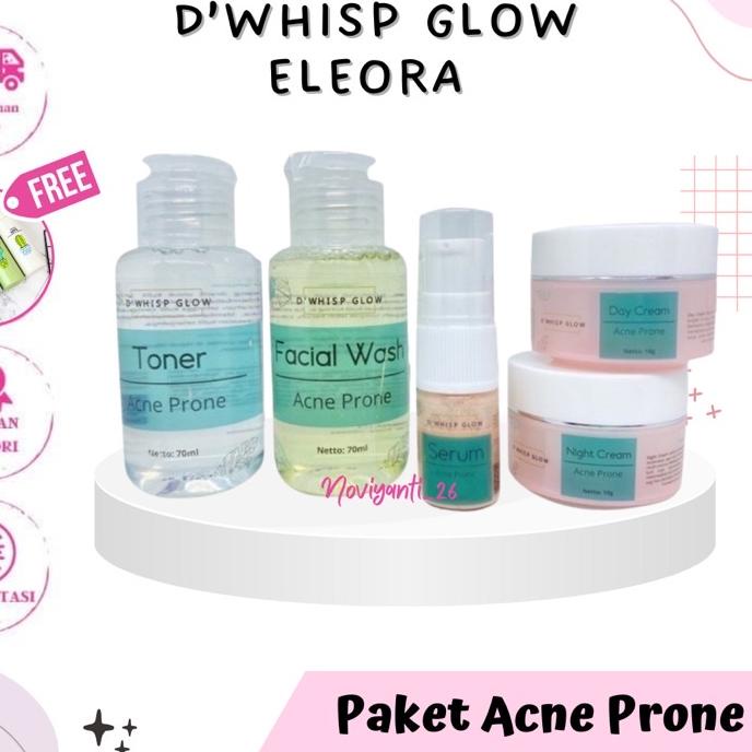 Discount⭐-ELEORA DWHISP GLOW PAKET ACNE PRONE (menghilangkan bruntus, jerawat ringan sampai jerawat 