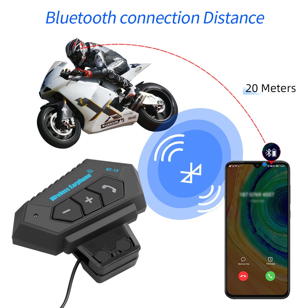 BT12 Bluetooth 5.0 Helm Sepeda Motor Headset Tahan/ BT12 Air Nirkabel Dengan Baterai 800mah