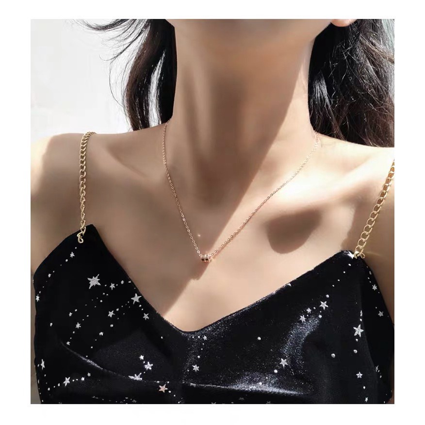 Kalung Dengan Liontin Cincin Pinggang Kecil | Emas 18k | Aksesoris Rambut Untuk Wanita | Kalung Rantai Klavikula | Sendok Garpu Bahan Stainless Steel