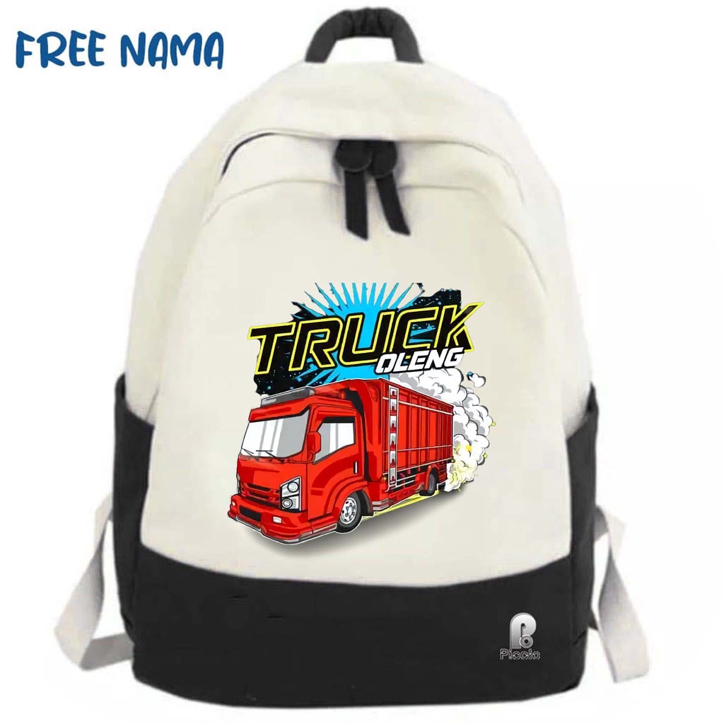 TAS RANSEL BACKPACK ANAK SEKOLAH MOTIF TRUCK OLENG UNISEX (FREE NAMA)
