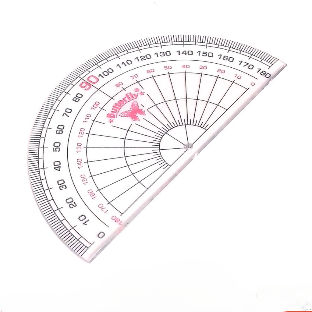 Penggaris Busur Butterfly Protractor Plastik Solid panjang 10 cm dan Sudut 180 ° Derajat