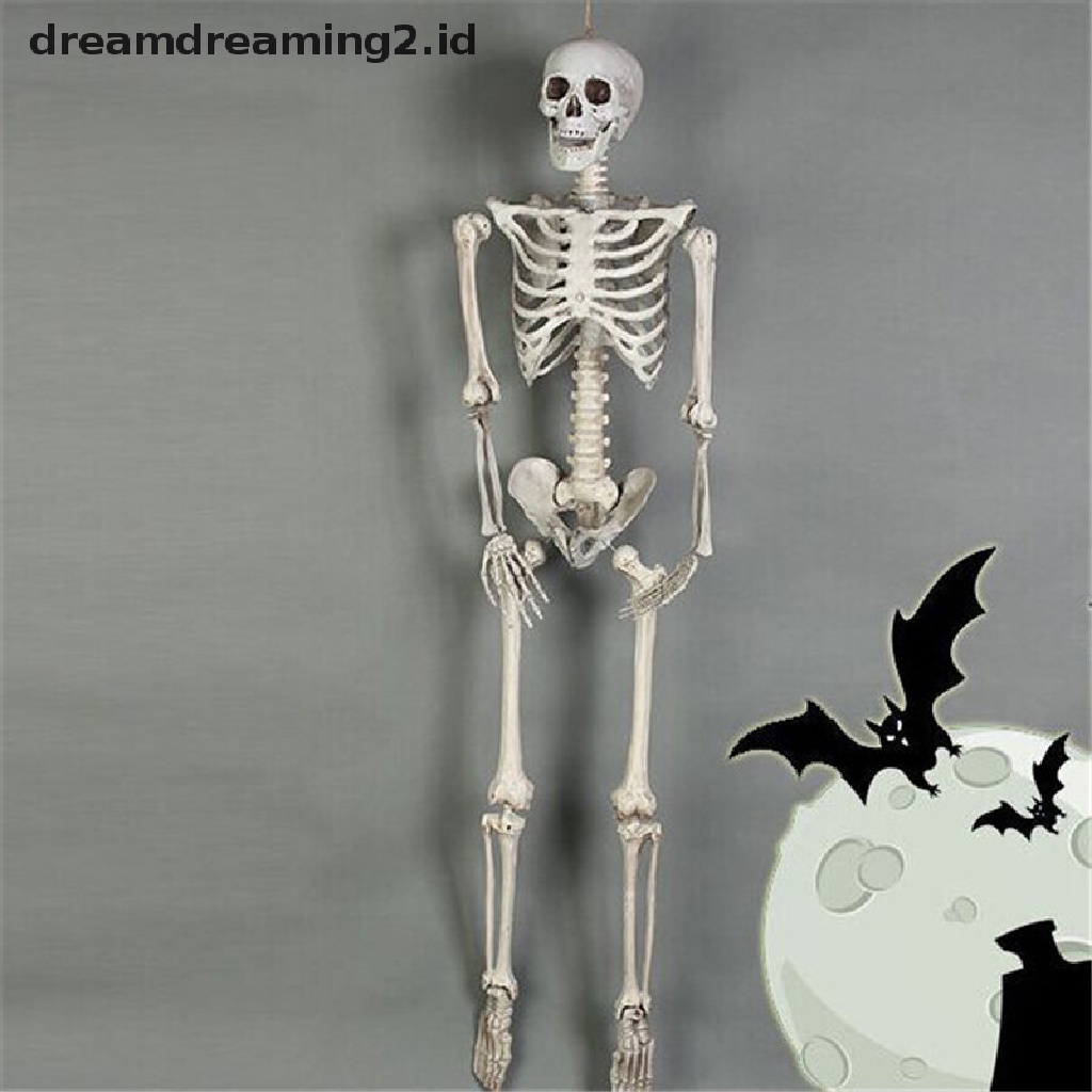 (dream) Kerangka Posable Halloween Decor Mengerikan Tulang Pria Merayap Dekorasi Pesta.