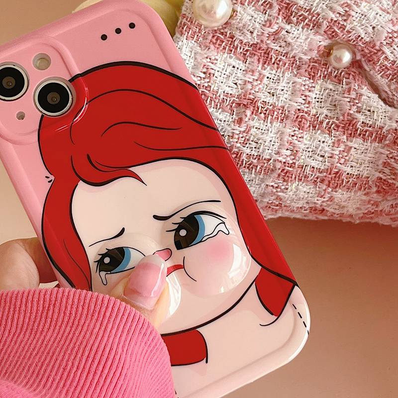 Pinch Face Mermaid Soft Case HP iP iPhone 14 Plus 11 12 13 Pro Max Nice Girl Casing Apple