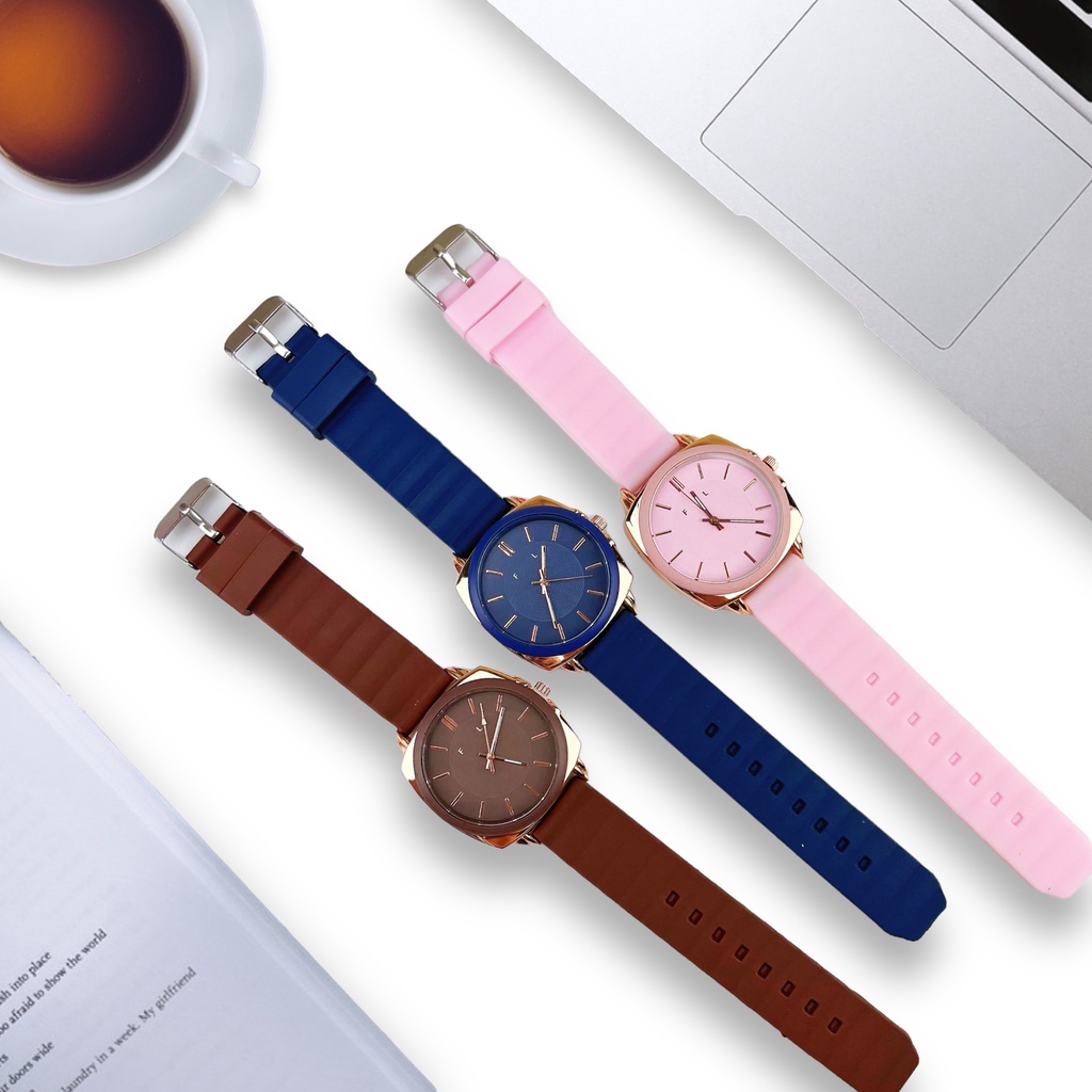 COD✅ Jam Tangan Wanita Fashion Silicon Segi Analog Quartz Watch Gaya Korea   S1271