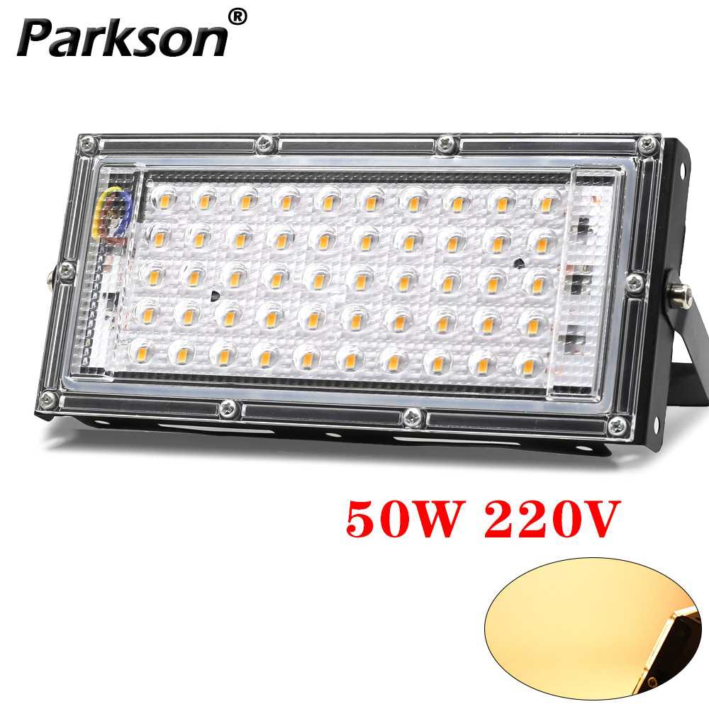 (BISA COD) FTIHSHP Parkson Lampu Sorot LED Outdoor Spotlight Waterproof 3000K 240V 50W - A8