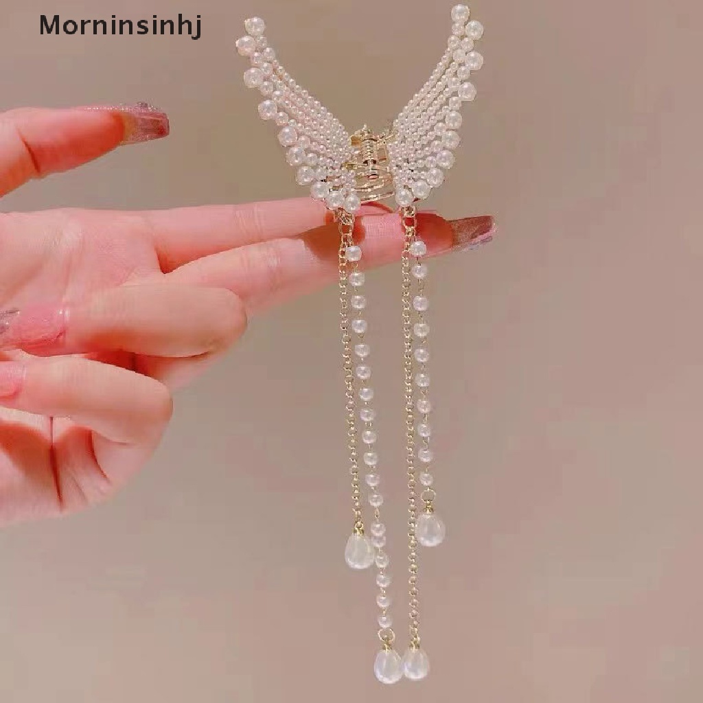 Mornin Rumbai Kupu Mutiara Jepit Rambut Wanita Hair Claw Hairpin Rambut Kepiting HairAccessory id