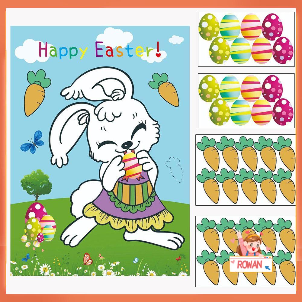 R-flower Lovely Easter Bunny Stiker Bunga Untuk Dekorasi Kamar Anak Nursery Ekspresi Kelinci Menggemaskan