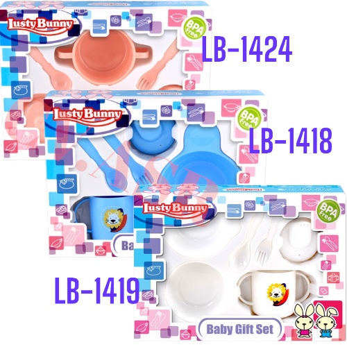 (LB001)Set Kado Set Perlengkapan Makan Bayi Lusty Bunny Feeding Set Gift 6 pcs