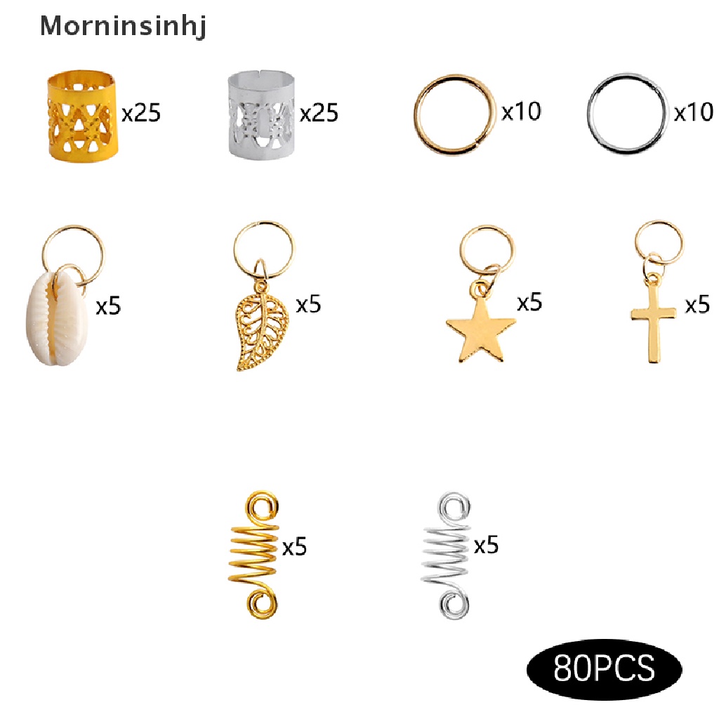 Mornin 60-170pcs Mix Cincin Rambut Kepang Gimbal Manik Manset Klip Aksesoris Rambut id