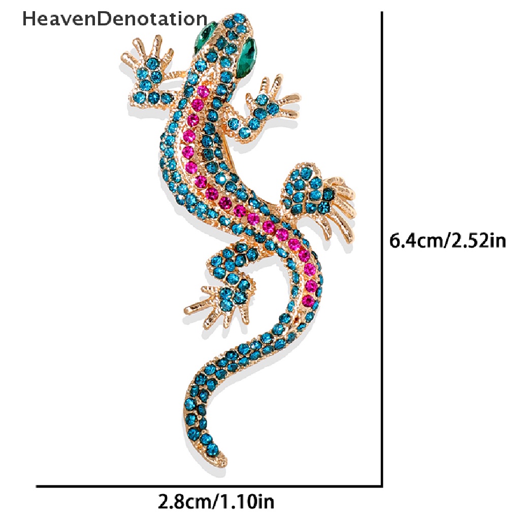 [HeavenDenotation] Baru Lucu Bentuk Hewan Cicak Tokek Bros Indah Kepribadian Retro Bersinar Tokek Hewan Korsase Kerah Pin Hiasan Pakaian HDV
