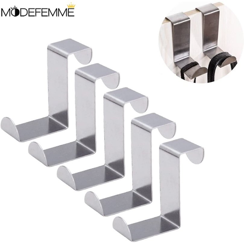 2pcs S-shaped Cabinet Door Hook Pintu Kamar Mandi Dapur Belakang Organizer Punch Free Pintu Kamar Mandi Dapur Kait Belakang Stainless Steel Gantungan Baju Kait Penyimpanan Kunci