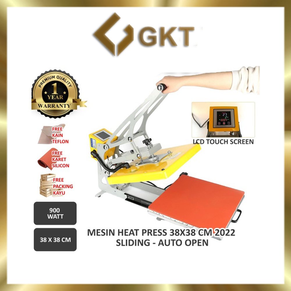 Mesin Press Sablon Kaos OTOMATIS Auto Open Sliding 38x38