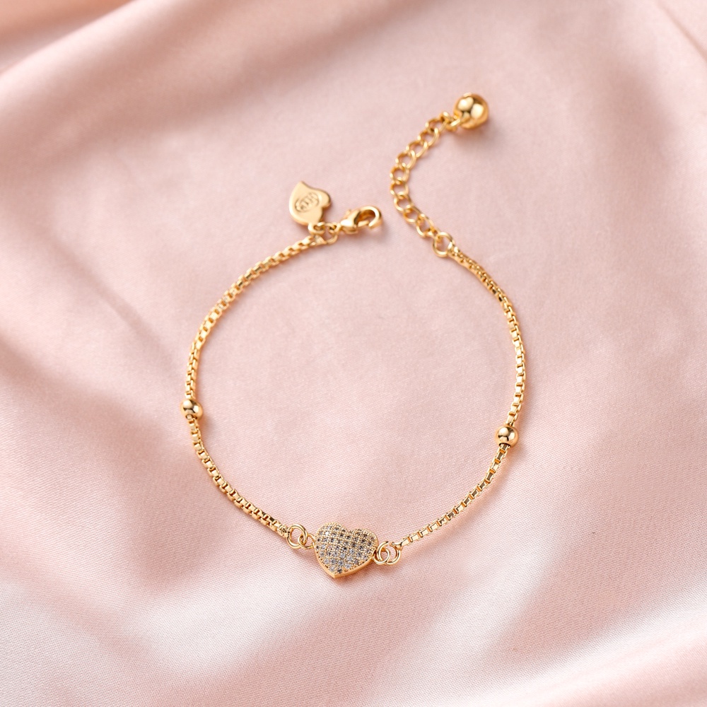 ♥️COD✅Gelang Wanita Titanium Anti Karat Mewah Rose Gold Love Heart Korean Style Aksesoris Fashion Tangan Perhiasan D208