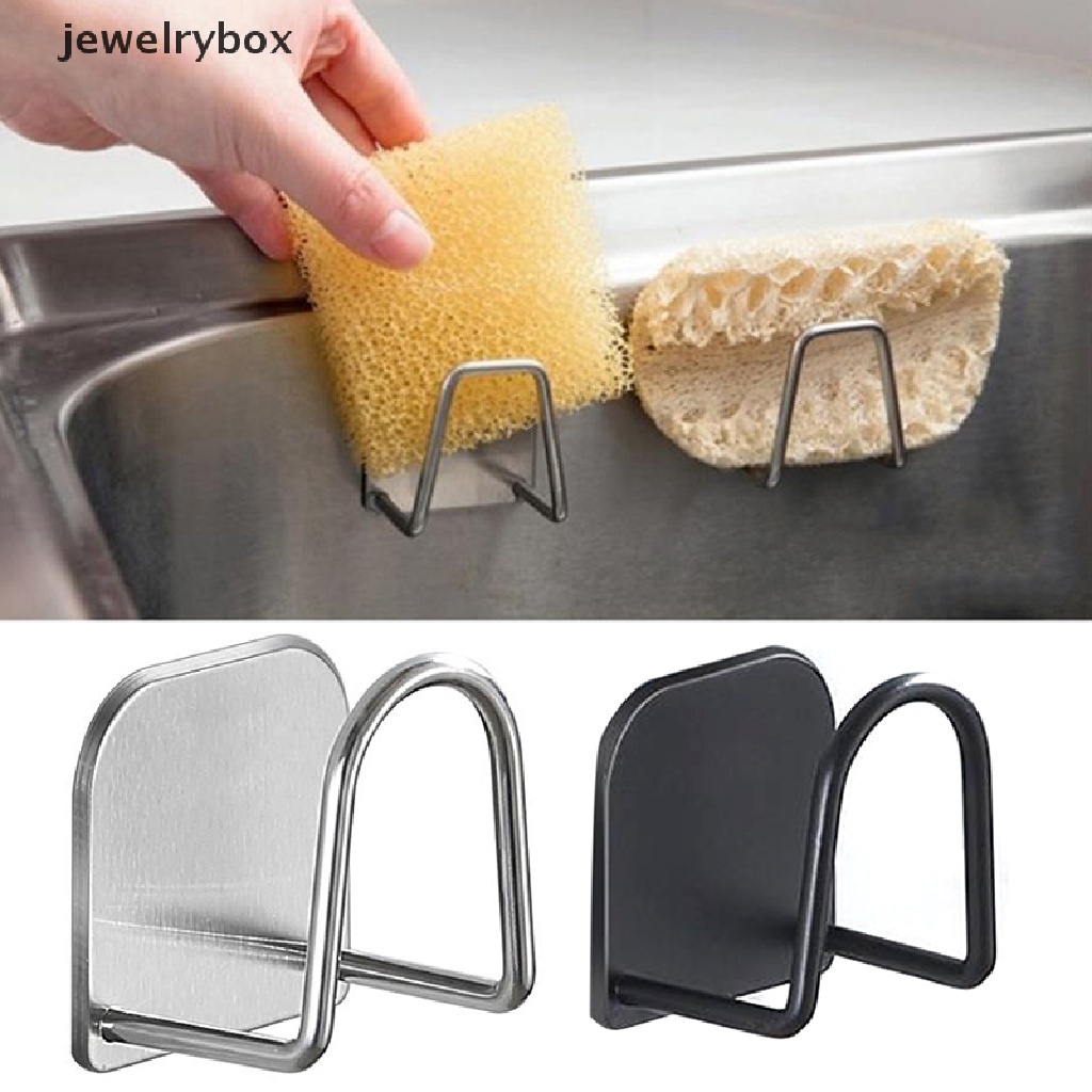 [jewelrybox] Tempat Spons Stainless Steel Dapur Perekat Diri Wastafel Spons Penyimpanan Berdiri Butik