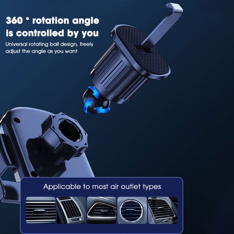 Dudukan Ponsel ABS Gravitasi Yang Dipasang Ventilasi Mobil/Portable 360derajat Yang Dapat Diputar GPS Otomotif Berdiri/Rak Penyimpanan Telepon Navigasi Kendaraan