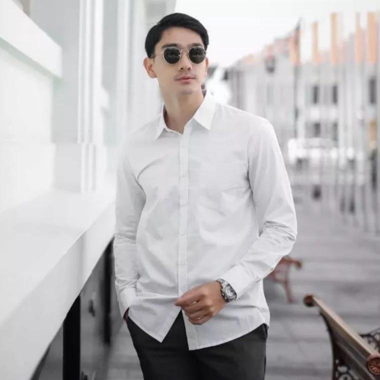 BAJU KEMEJA PUTIH POLOS,KEMEJA PUTIH PRIA,KEMEJA CASUAL,BAJU KEMEJA PANJANG PUTIH POLOS (KODE 9864)
