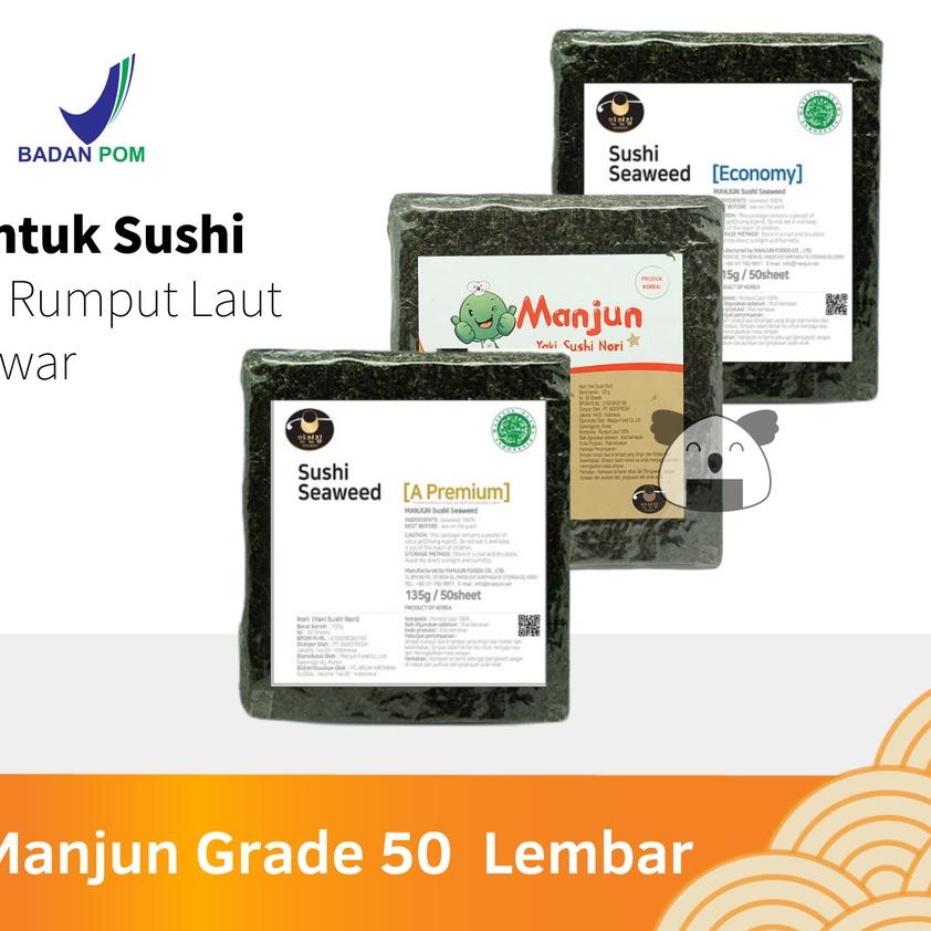 

♦ MANJUN Sushi Nori Kimbab 50 S Halal │ Nori Gimbab Import Lembar Rumput Laut ➱