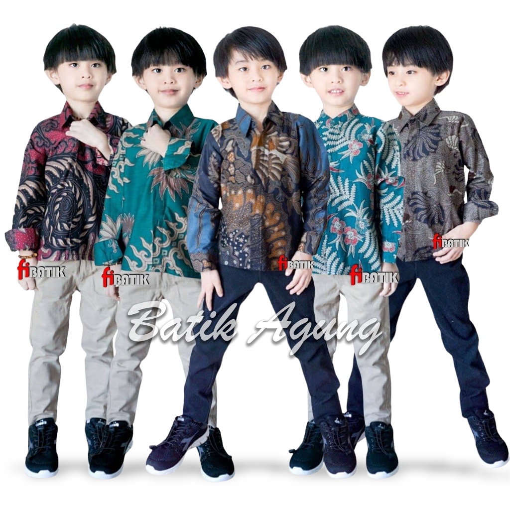 Kemeja Batik Anak Cowok Usia 2-13 Tahun Modern Kekinian / Seragam Batik Anak Cowo Kecil Balita TK SD